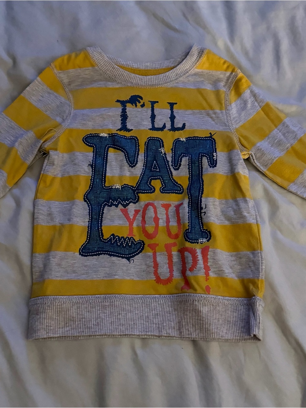 Warner Bros. Yellow & Gray Striped Long Sleeve 'CAT' Graphic Tee